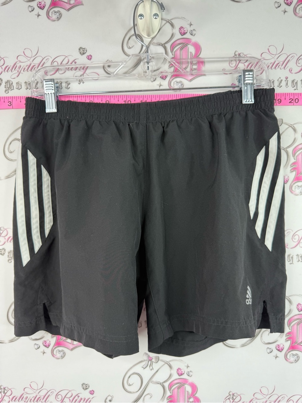 adidas shorts climacool Black Athletic Running Shorts with White Stripe Accents